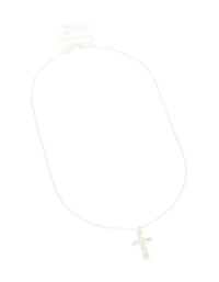 Silver Diamante Cross Necklace