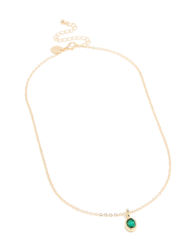 Collier pendentif rond diamant en émeraude dorée
