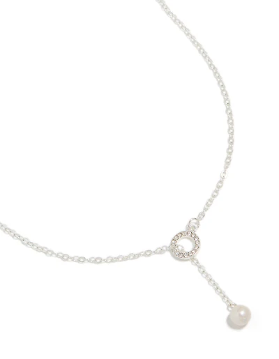 Collier de chaîne en diamants en argent et perles