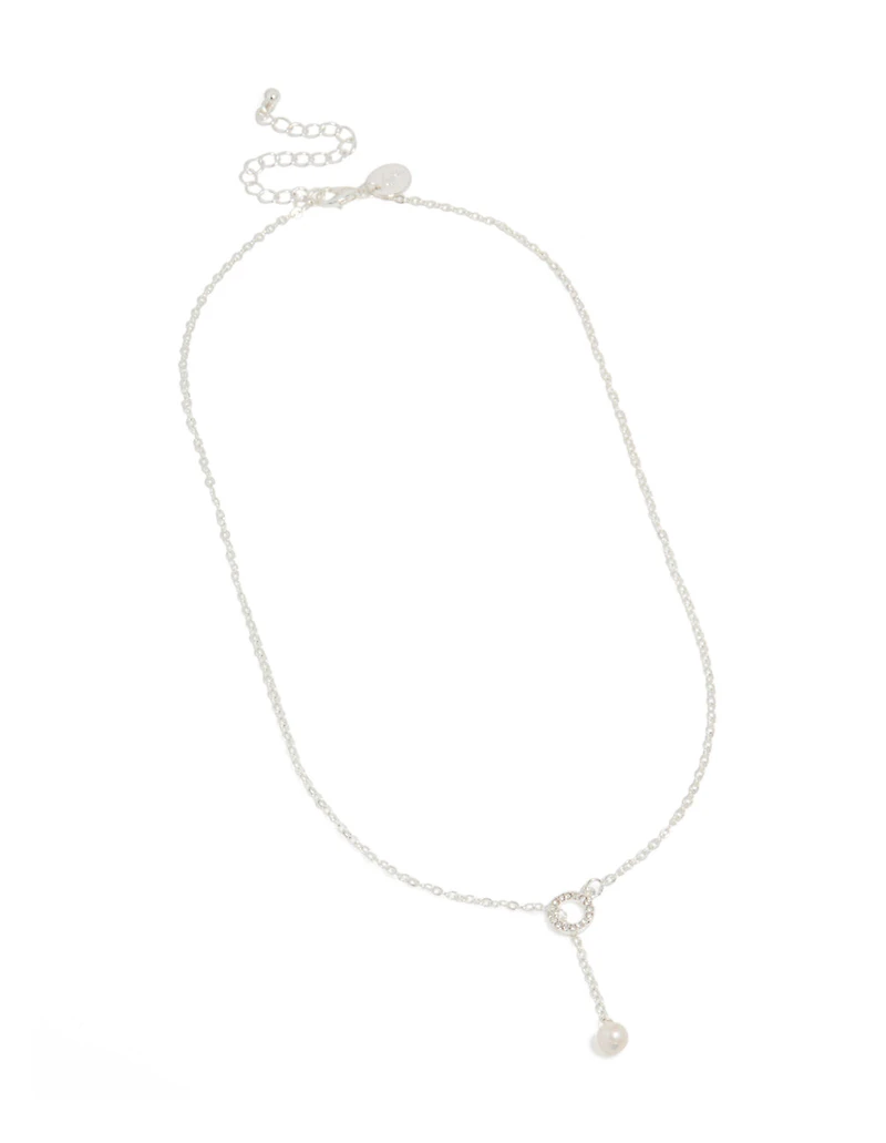 Collier de chaîne en diamants en argent et perles