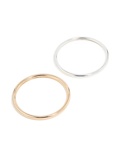 Pack de 2 bracelets lisses en métal mixte