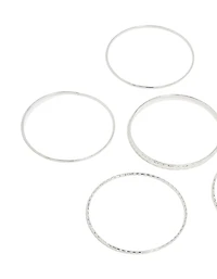 Pack de 6 bracelets argentés texturés et lisses