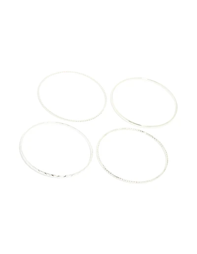 Silver Textured Bangles 4-Pack
