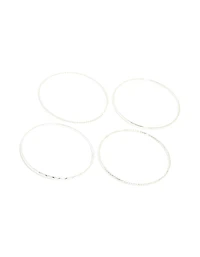 Silver Textured Bangles 4-Pack