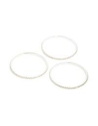 Silver Diamante Cup Chain Bangles 3-Pack