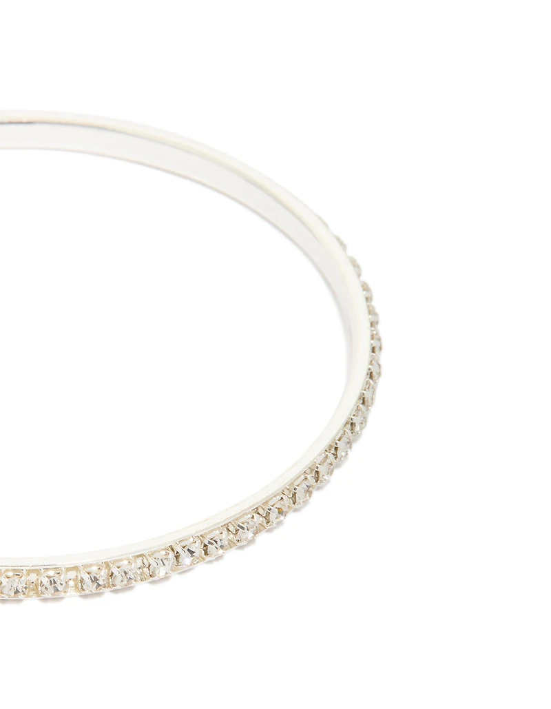 Silver Diamante Cup Chain Bangles 3-Pack
