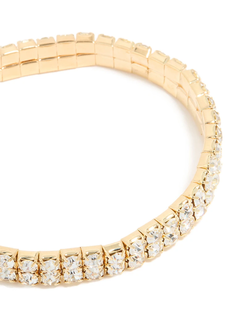 Gold Diamante Layered Stretch Bracelet