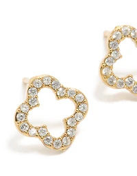Boucles d’oreilles clous en fleur en zirconi cubique en acier inoxydable imperméables plaquées or
