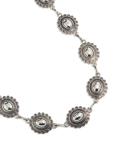 Antique Silver Western Scalloped Oval Belt