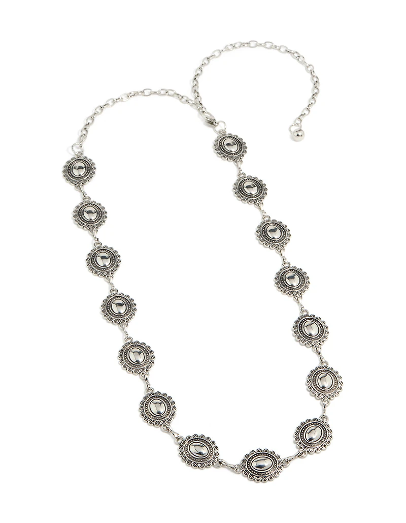 Antique Silver Western Scalloped Oval Belt