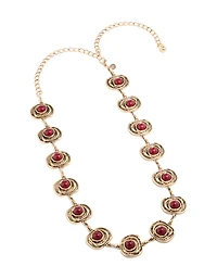Antique Gold Organic Circle Dark Red Stones Belt