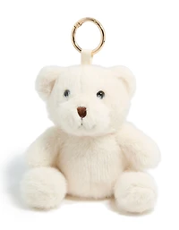 White Polyester Plush Teddy Key Chain