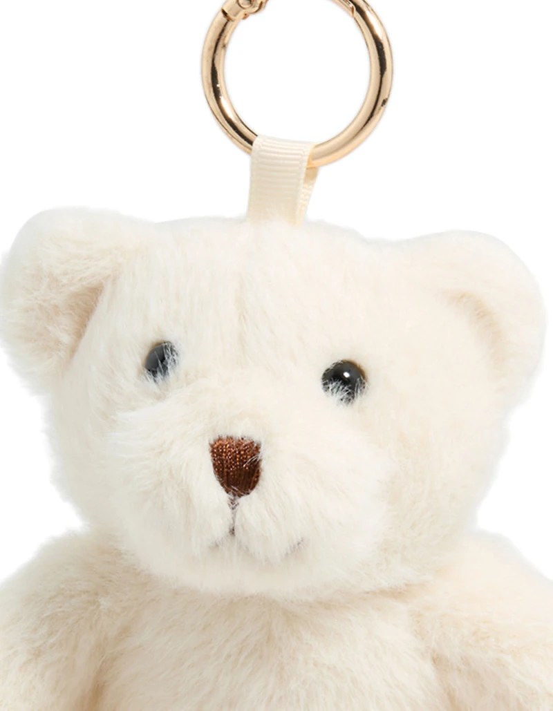 White Polyester Plush Teddy Key Chain