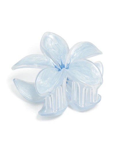 Light Blue Clear Edge Frangipani Flower Claw Clip