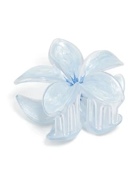 Light Blue Clear Edge Frangipani Flower Claw Clip