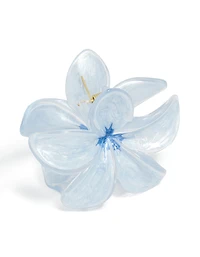Light Blue Clear Edge Frangipani Flower Claw Clip