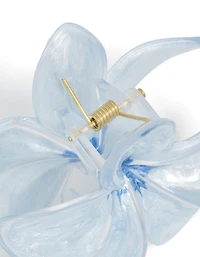 Light Blue Clear Edge Frangipani Flower Claw Clip