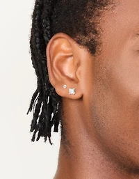 Zircone cubique carré en acier inoxydable imperméable pour hommes et boucles d’oreilles en boule pack de 2