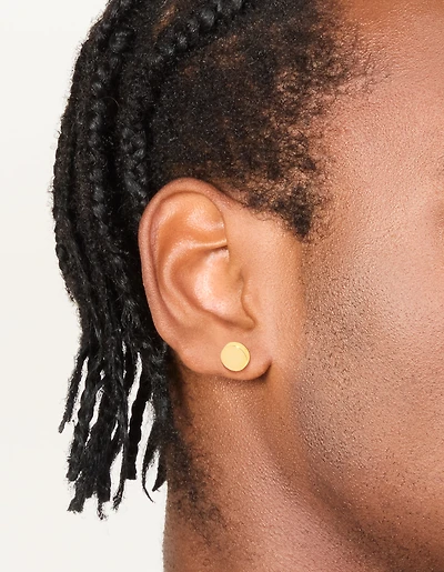 Mens Waterproof Mixed Plated Stainless Steel  Flat Stud Earrings 3-Pack