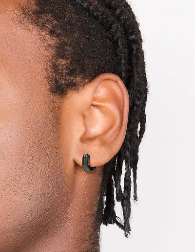 Boucles d’oreilles Huggie en acier inoxydable nervuré imperméables pour hommes