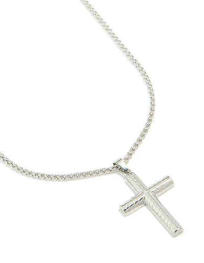 Mens Waterproof Detailed Cross Pendant Necklace