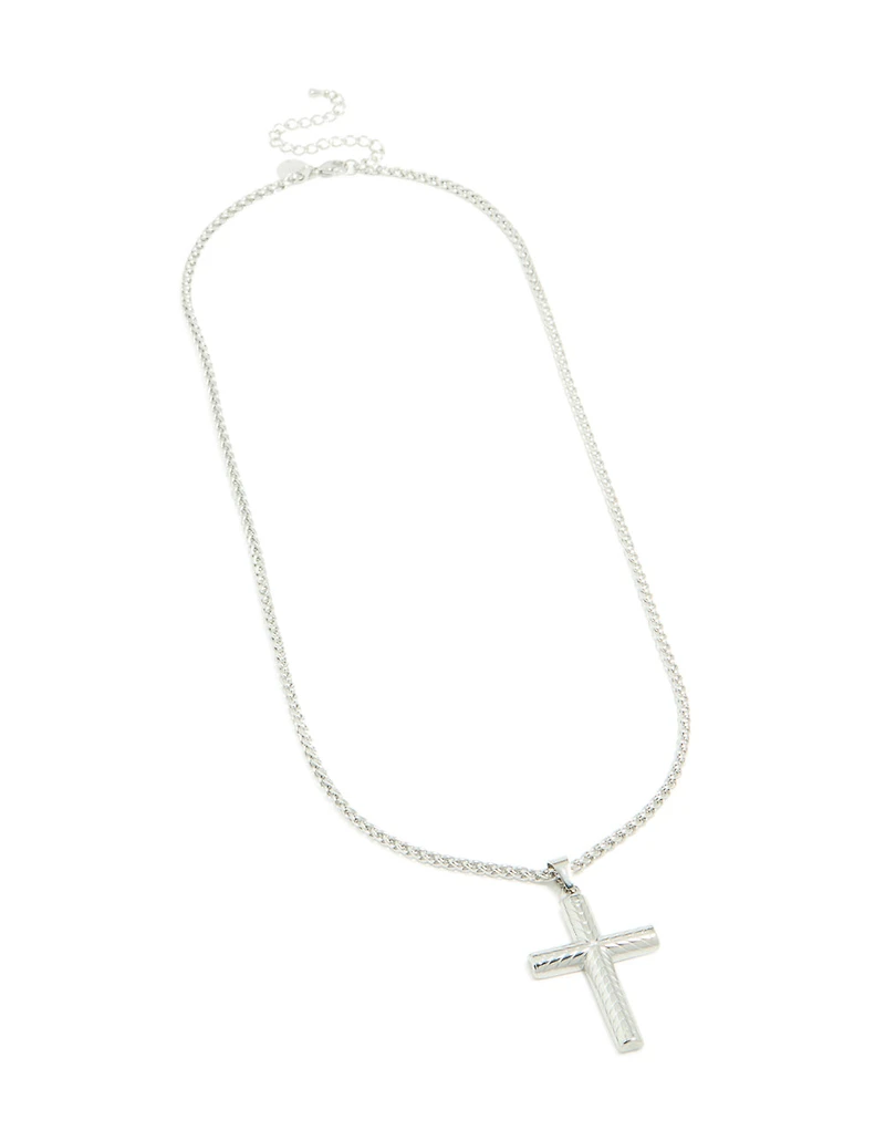 Mens Waterproof Detailed Cross Pendant Necklace