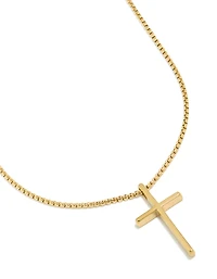 Mens Gold Plated Stainless Steel Cross Pendant Necklace