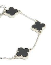 Mens Waterproof Stainless Steel Black Clovers Chain Bracelet
