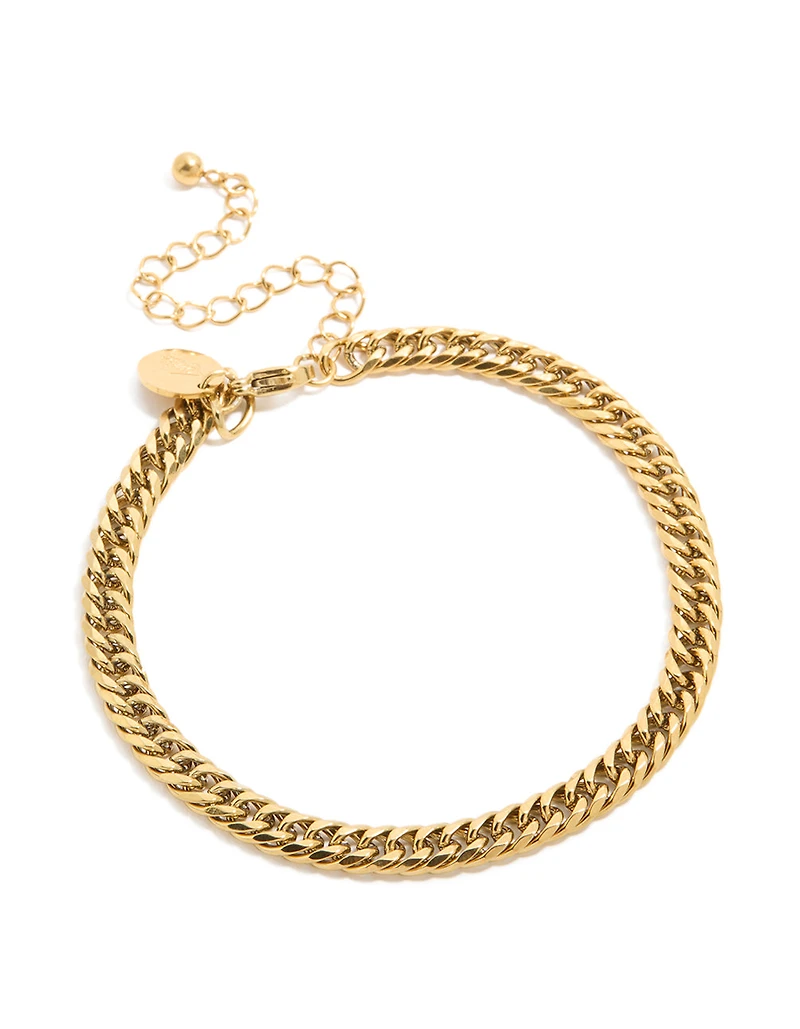 Mens Waterproof Gold Plated Stainless Steel Smooth Cuban Link Bracelet