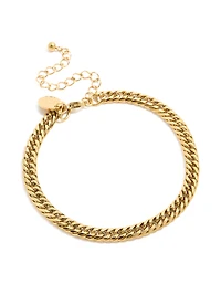 Mens Waterproof Gold Plated Stainless Steel Smooth Cuban Link Bracelet