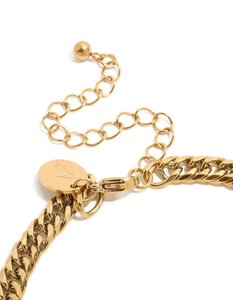 Mens Waterproof Gold Plated Stainless Steel Smooth Cuban Link Bracelet