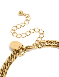 Mens Waterproof Gold Plated Stainless Steel Smooth Cuban Link Bracelet