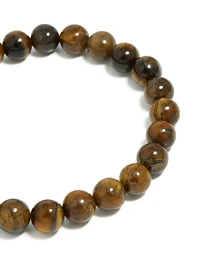 Mens Waterproof  Stainless Steel Tiger's Eye Beaded Bracelet