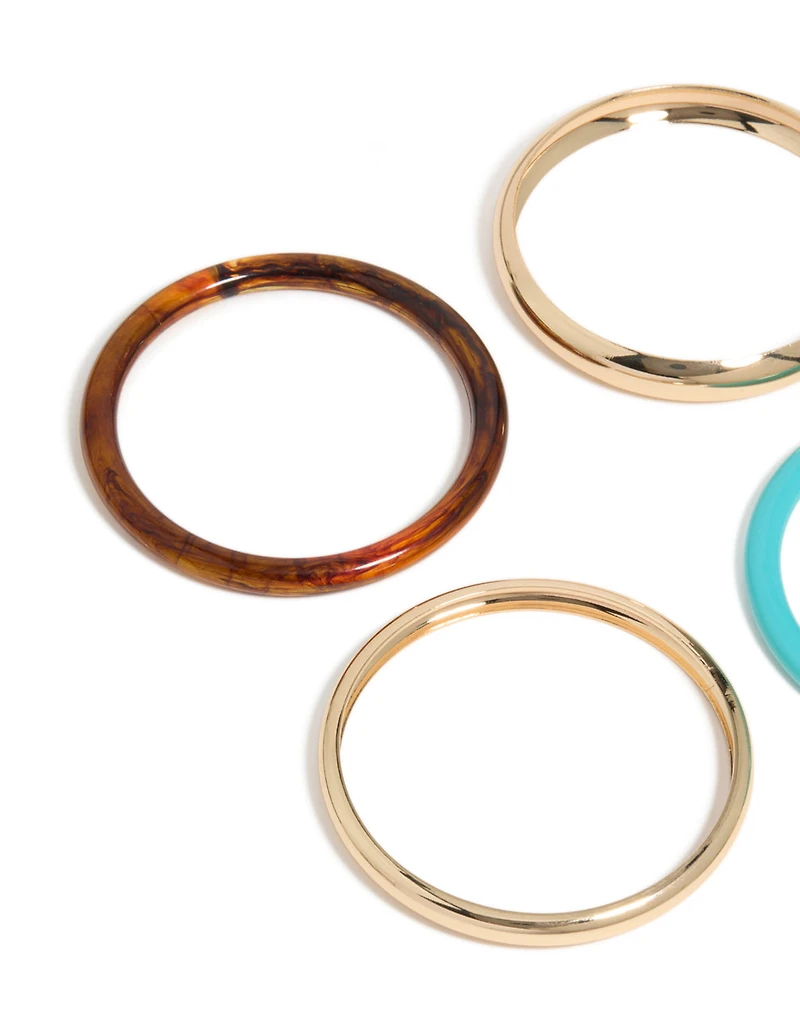 Gold & Mixed Acrylic Bangles 4-Pack