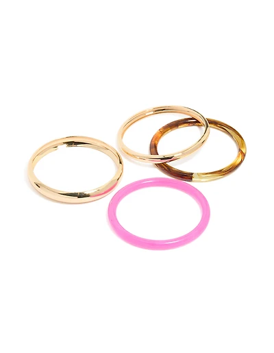 Sacs de 4 bracelets en acrylique or et rose