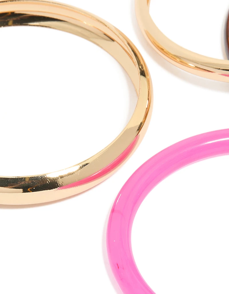 Gold & Pink Acrylic Bangles 4-Pack