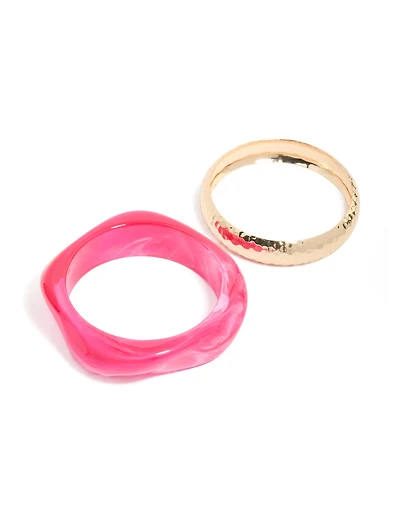 Gold & Hot Pink Acrylic Bangles 2-Pack