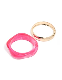 Gold & Hot Pink Acrylic Bangles 2-Pack