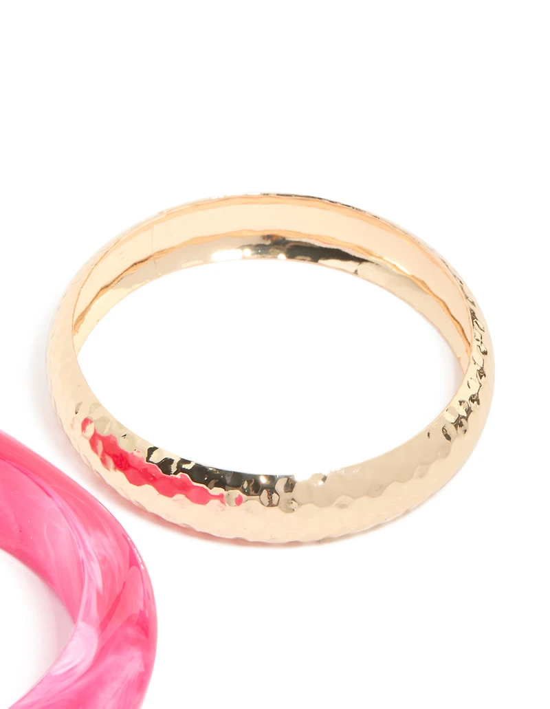 Gold & Hot Pink Acrylic Bangles 2-Pack