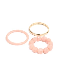 Pink Acrylic & Gold Smooth Bracelets 3-Pack