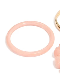 Pink Acrylic & Gold Smooth Bracelets 3-Pack