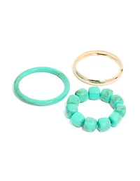 Gold & Turquoise Acrylic Bracelets 3-Pack