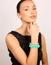 Gold & Turquoise Acrylic Bracelets 3-Pack