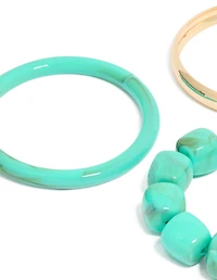 Gold & Turquoise Acrylic Bracelets 3-Pack