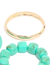 Gold & Turquoise Acrylic Bracelets 3-Pack