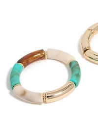 Gold With Rings & Acrylic  Stretch Bracelets 2-Pack