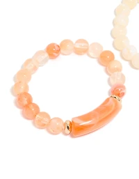Pink & Cream Beaded Stretch Bracelets  2-Pack