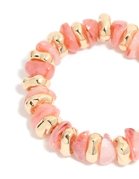 Gold & Pink Beaded Stretch Bracelets 2-Pack