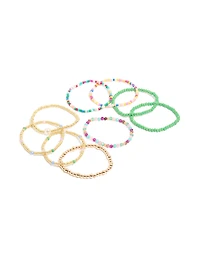 Multicoloured  Beaded Stretch Bracelets 9-Pack