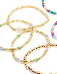 Multicoloured  Beaded Stretch Bracelets 9-Pack